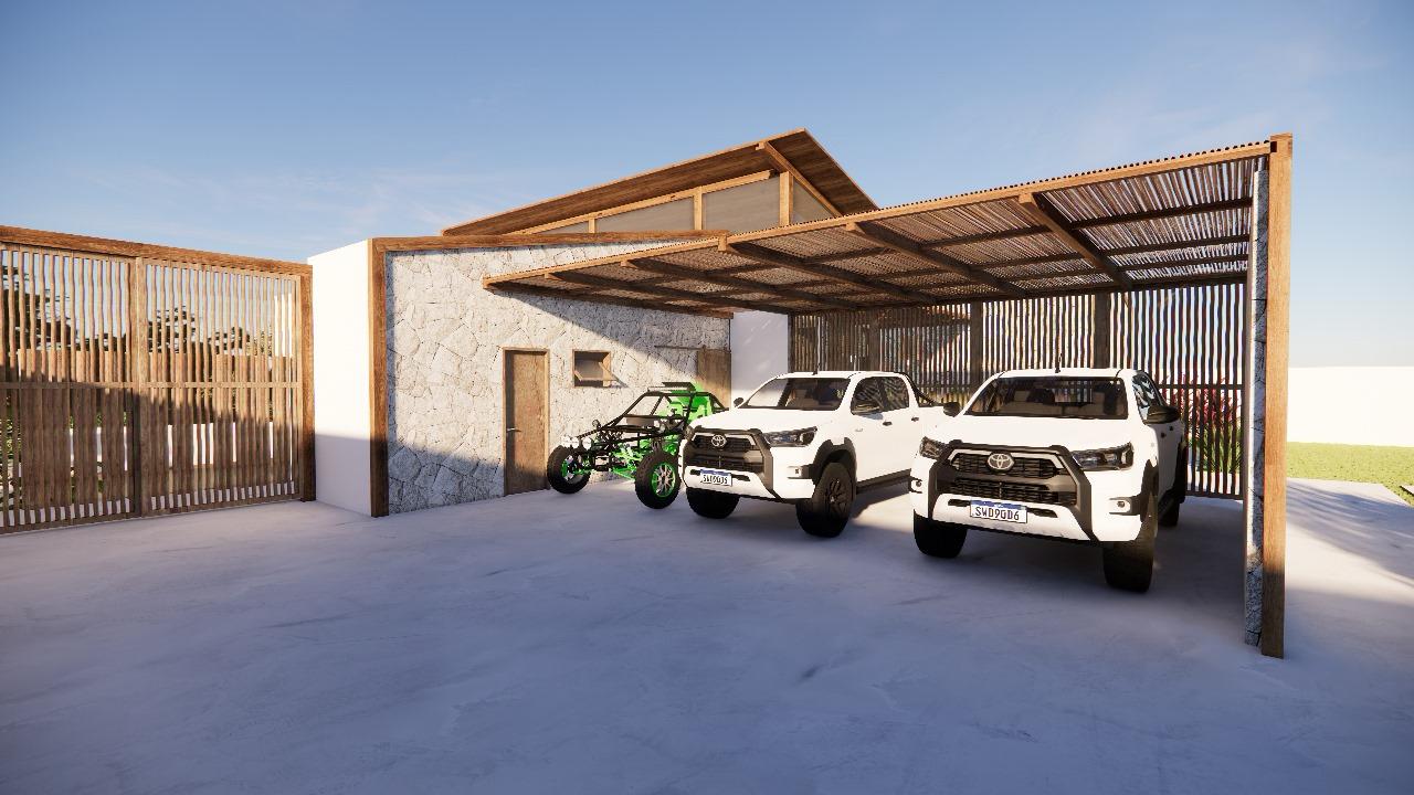 Casa Trianon — render da entrada com ripado de madeira