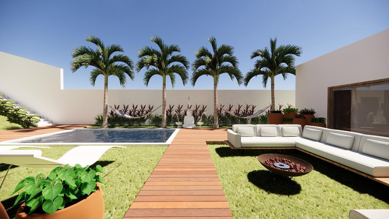 Casa Trianon — render noturno com telhado iluminado